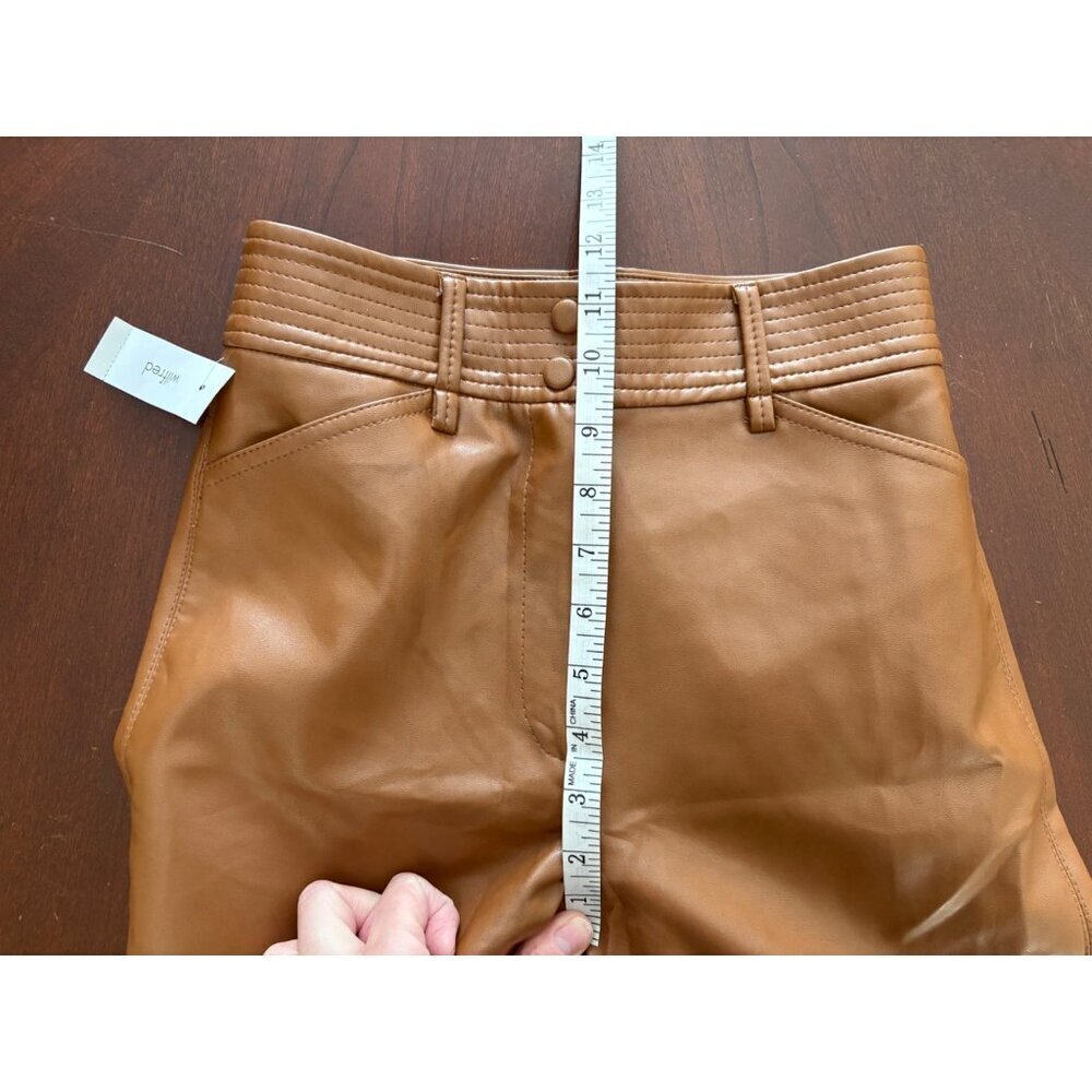 Aritzia Wilfred NWT Funk Pants in Cognac Brown Faux Leather Size 0 - Picture 10 of 12